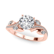 Refined Fashion Ring Round Diamond Engagement Ring in 10K/14K gold and platinum with certified lab-grown or natural diamonds