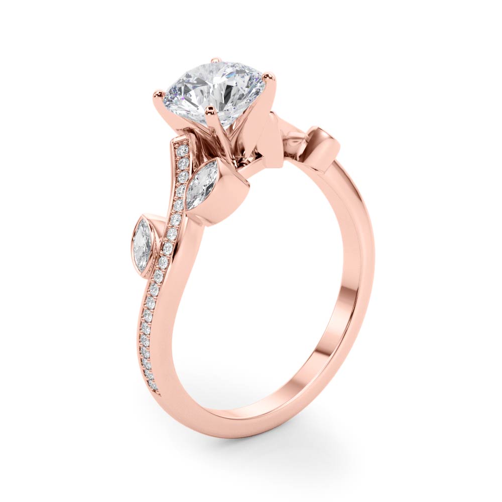 Refined Fashion Ring Round Diamond Engagement Ring in 10K/14K gold and platinum with certified lab-grown or natural diamonds