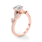 Refined Fashion Ring Round Diamond Engagement Ring in 10K/14K gold and platinum with certified lab-grown or natural diamonds