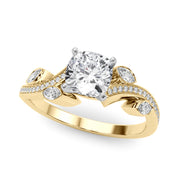 Refined Fashion Ring Round Diamond Engagement Ring in 10K/14K gold and platinum with certified lab-grown or natural diamonds