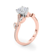 Refined Fashion Ring Round Diamond Engagement Ring in 10K/14K gold and platinum with certified lab-grown or natural diamonds
