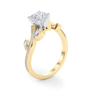 Refined Fashion Ring Round Diamond Engagement Ring in 10K/14K gold and platinum with certified lab-grown or natural diamonds