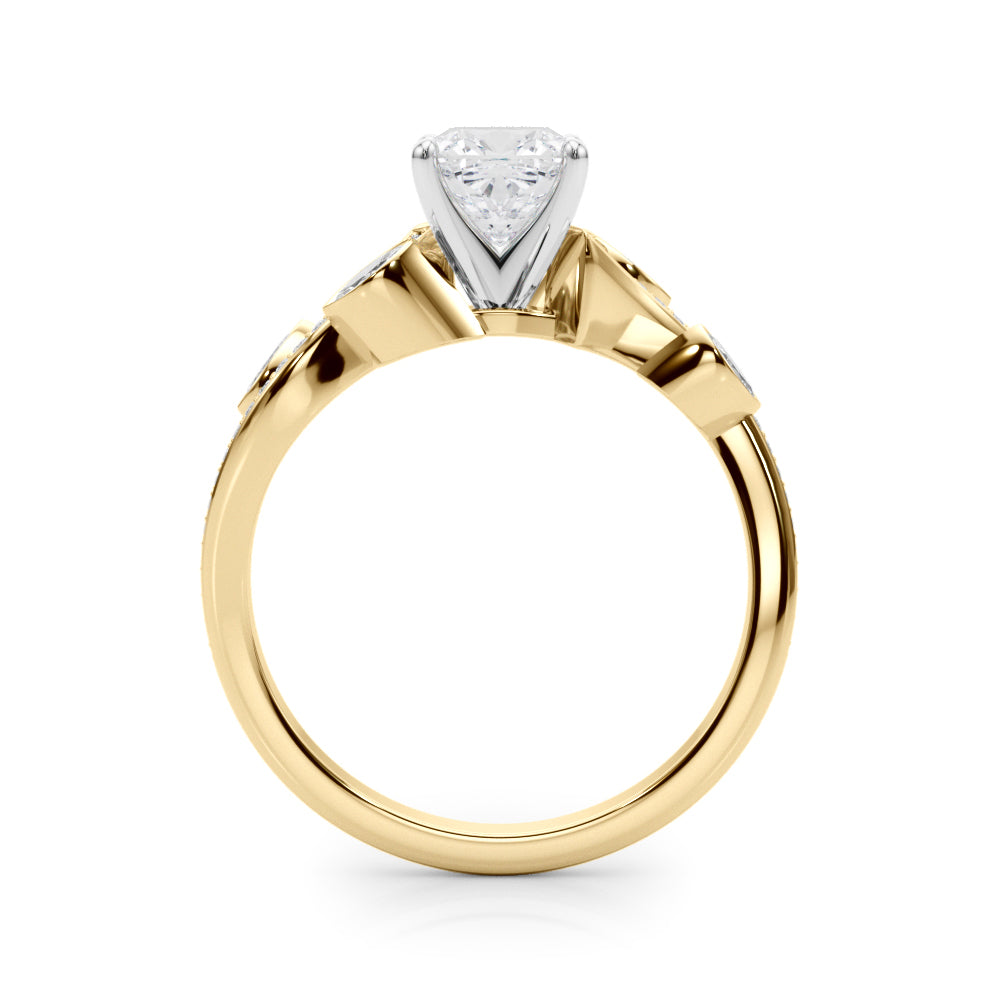 Refined Fashion Ring Round Diamond Engagement Ring in 10K/14K gold and platinum with certified lab-grown or natural diamonds