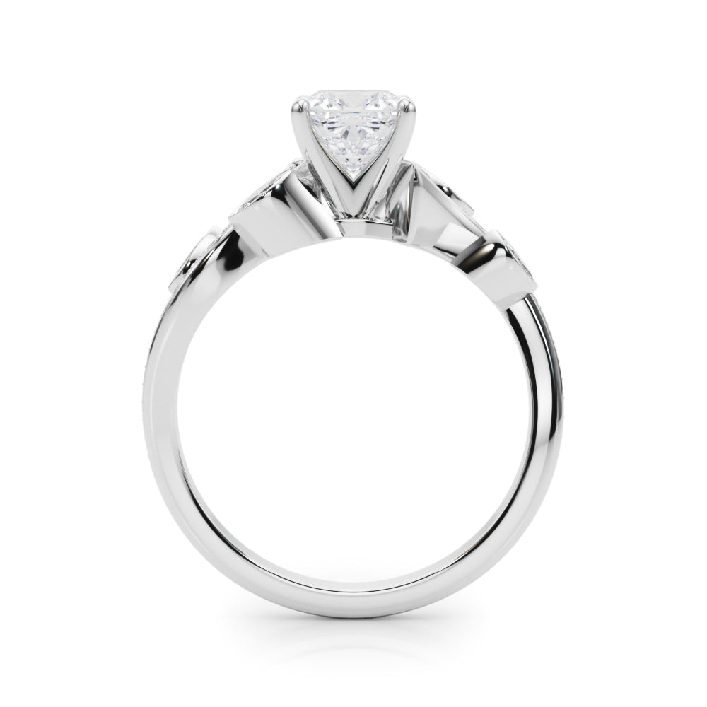 Refined Fashion Ring Round Diamond Engagement Ring in 10K/14K gold and platinum with certified lab-grown or natural diamonds