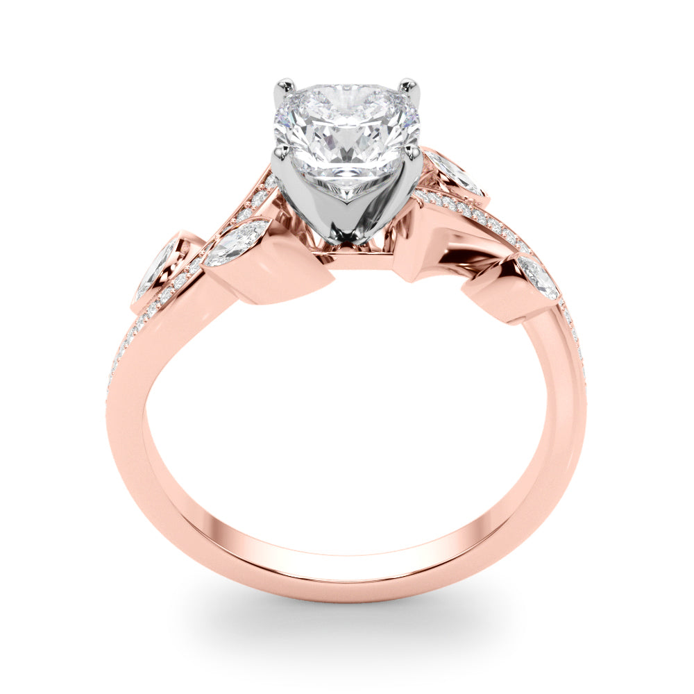 Refined Fashion Ring Round Diamond Engagement Ring in 10K/14K gold and platinum with certified lab-grown or natural diamonds