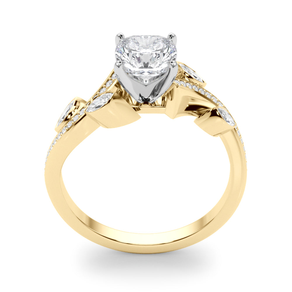 Refined Fashion Ring Round Diamond Engagement Ring in 10K/14K gold and platinum with certified lab-grown or natural diamonds