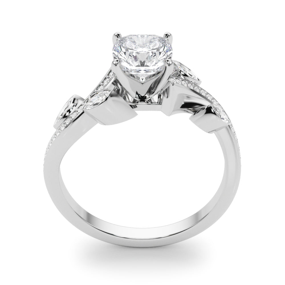Refined Fashion Ring Round Diamond Engagement Ring in 10K/14K gold and platinum with certified lab-grown or natural diamonds