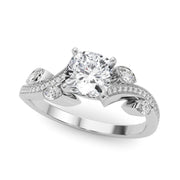 Refined Fashion Ring Round Diamond Engagement Ring in 10K/14K gold and platinum with certified lab-grown or natural diamonds