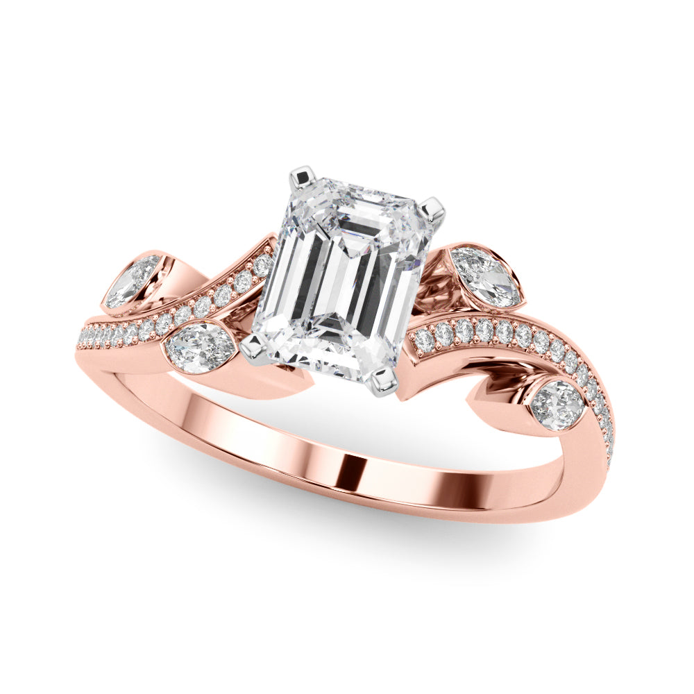 Refined Fashion Ring Round Diamond Engagement Ring in 10K/14K gold and platinum with certified lab-grown or natural diamonds