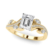 Refined Fashion Ring Round Diamond Engagement Ring in 10K/14K gold and platinum with certified lab-grown or natural diamonds