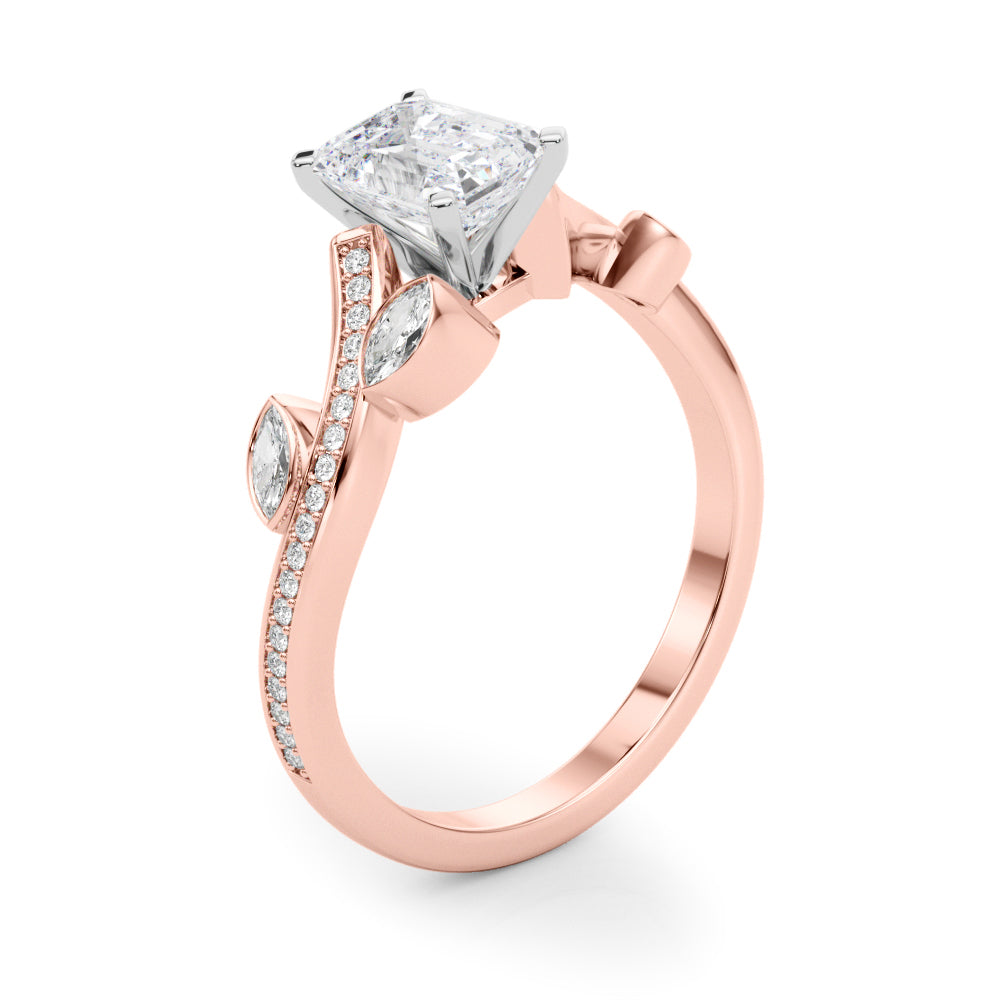 Refined Fashion Ring Round Diamond Engagement Ring in 10K/14K gold and platinum with certified lab-grown or natural diamonds