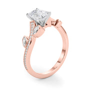 Refined Fashion Ring Round Diamond Engagement Ring in 10K/14K gold and platinum with certified lab-grown or natural diamonds
