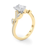 Refined Fashion Ring Round Diamond Engagement Ring in 10K/14K gold and platinum with certified lab-grown or natural diamonds