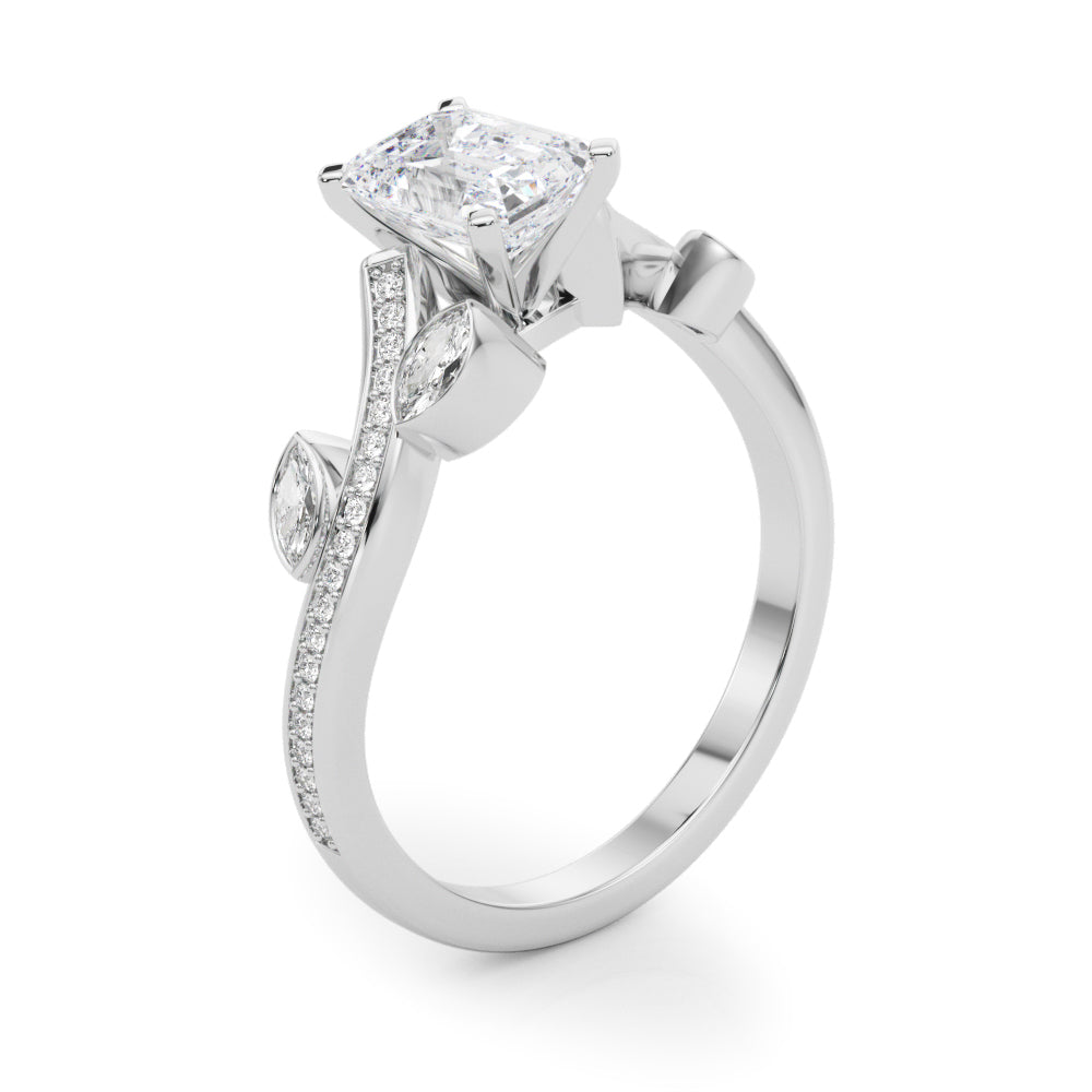 Refined Fashion Ring Round Diamond Engagement Ring in 10K/14K gold and platinum with certified lab-grown or natural diamonds