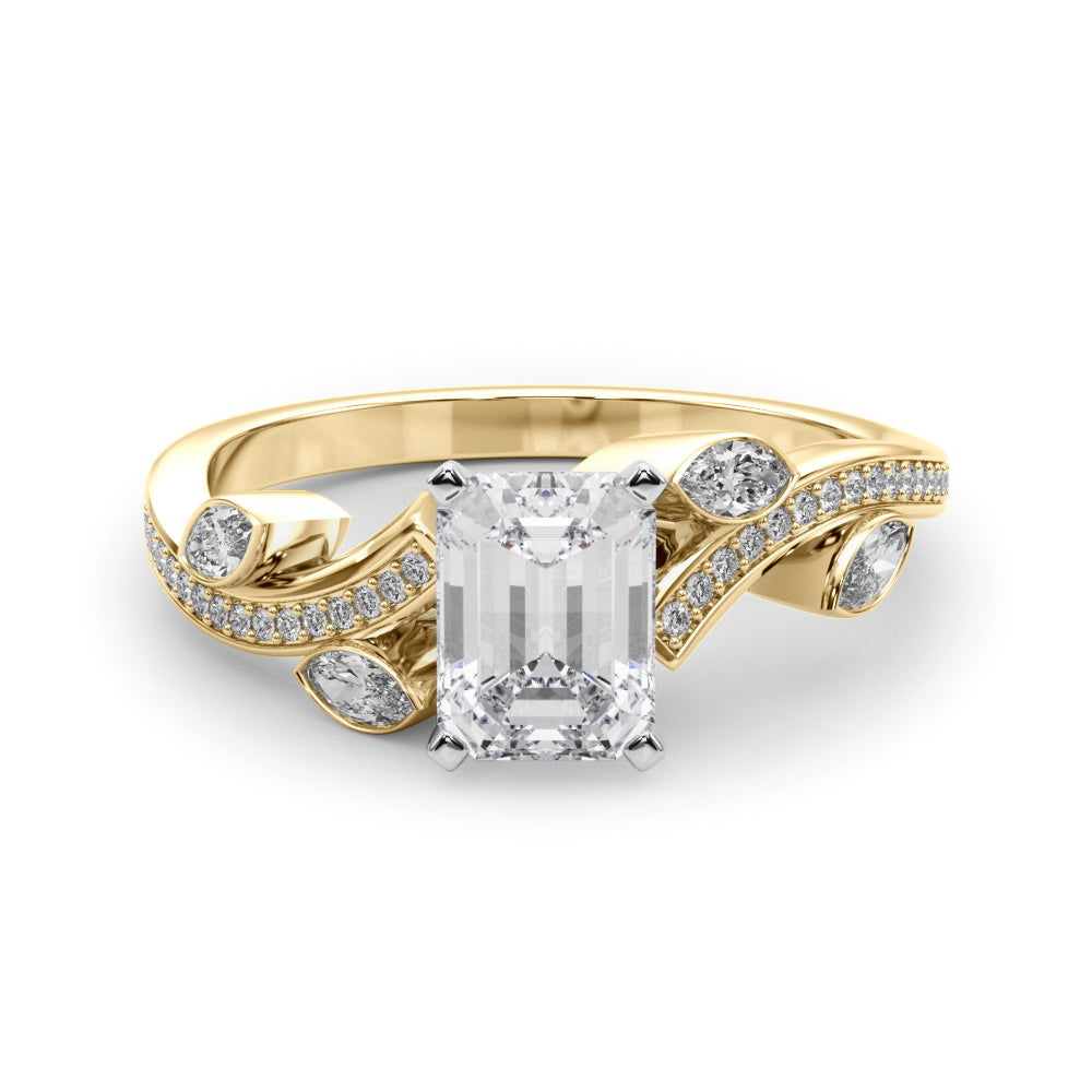 Refined Fashion Ring Round Diamond Engagement Ring in 10K/14K gold and platinum with certified lab-grown or natural diamonds