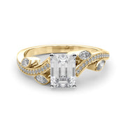 Refined Fashion Ring Round Diamond Engagement Ring in 10K/14K gold and platinum with certified lab-grown or natural diamonds
