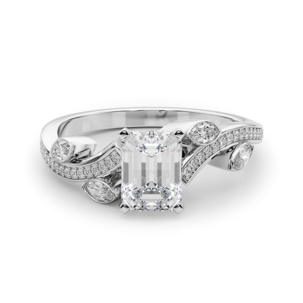 Refined Fashion Ring Round Diamond Engagement Ring in 10K/14K gold and platinum with certified lab-grown or natural diamonds