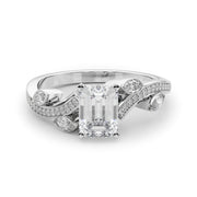 Refined Fashion Ring Round Diamond Engagement Ring in 10K/14K gold and platinum with certified lab-grown or natural diamonds