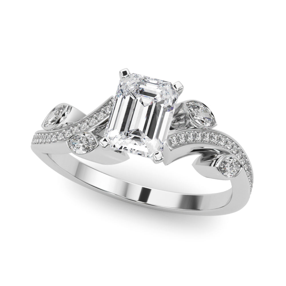 Refined Fashion Ring Round Diamond Engagement Ring in 10K/14K gold and platinum with certified lab-grown or natural diamonds