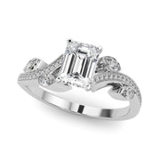 Refined Fashion Ring Round Diamond Engagement Ring in 10K/14K gold and platinum with certified lab-grown or natural diamonds