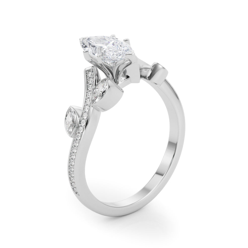 Refined Fashion Ring Round Diamond Engagement Ring in 10K/14K gold and platinum with certified lab-grown or natural diamonds