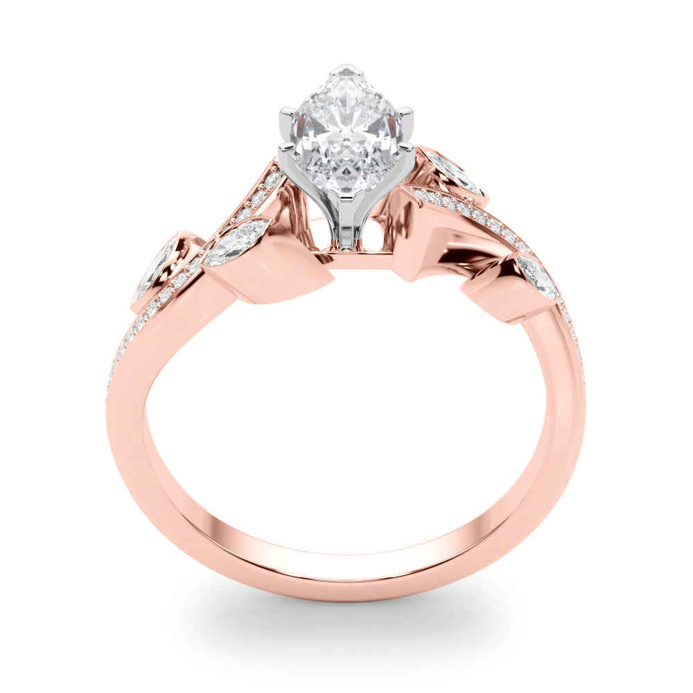 Refined Fashion Ring Round Diamond Engagement Ring in 10K/14K gold and platinum with certified lab-grown or natural diamonds