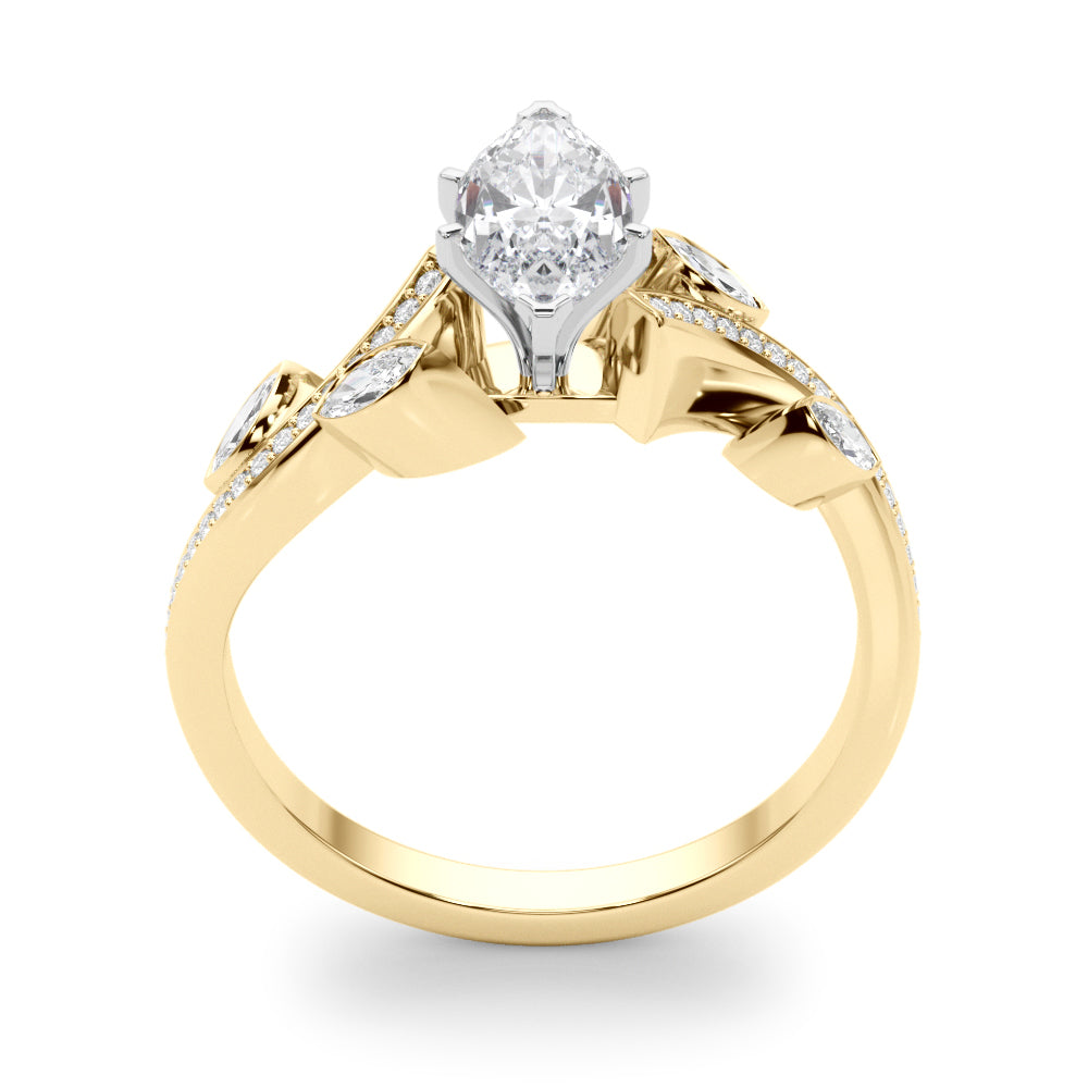 Refined Fashion Ring Round Diamond Engagement Ring in 10K/14K gold and platinum with certified lab-grown or natural diamonds