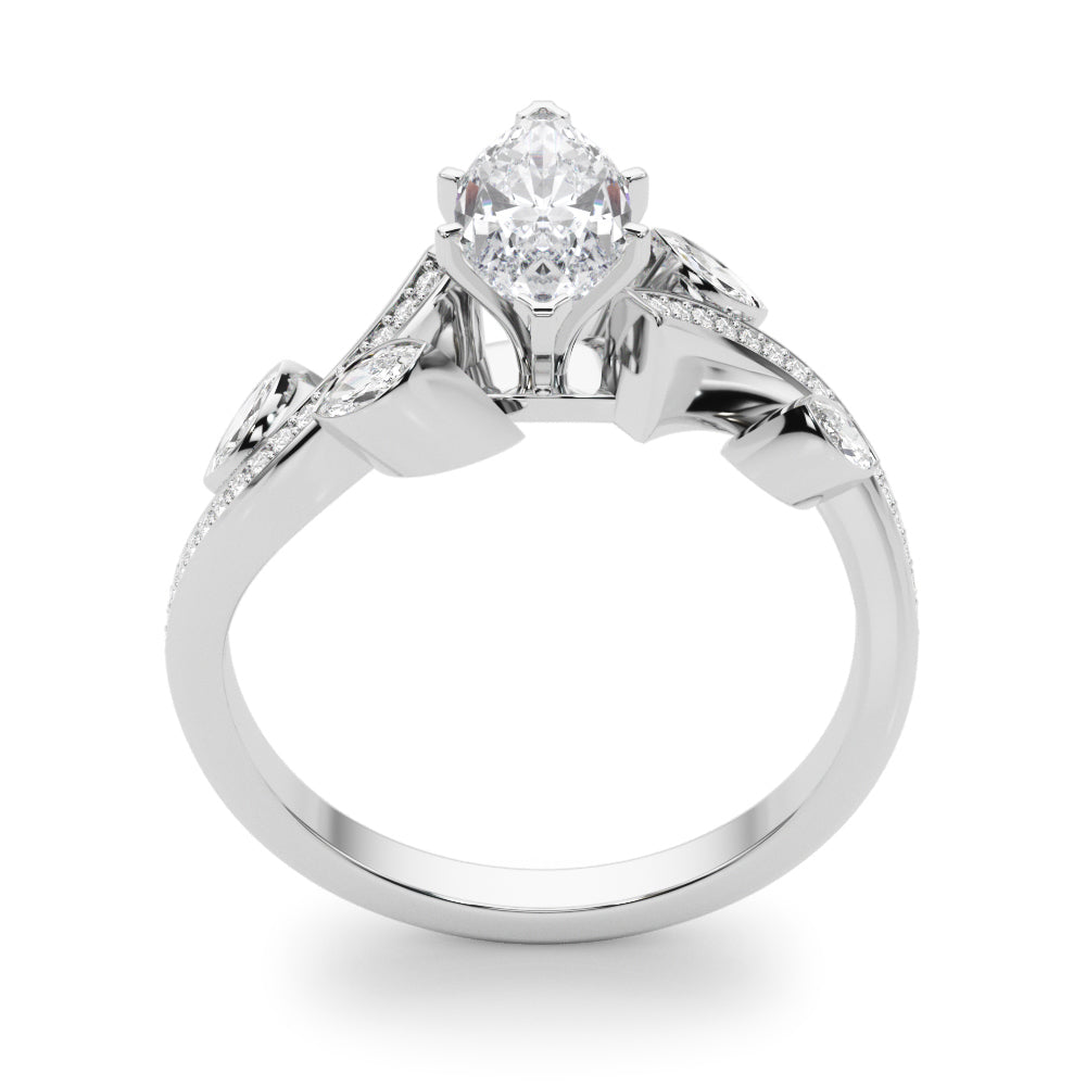 Refined Fashion Ring Round Diamond Engagement Ring in 10K/14K gold and platinum with certified lab-grown or natural diamonds