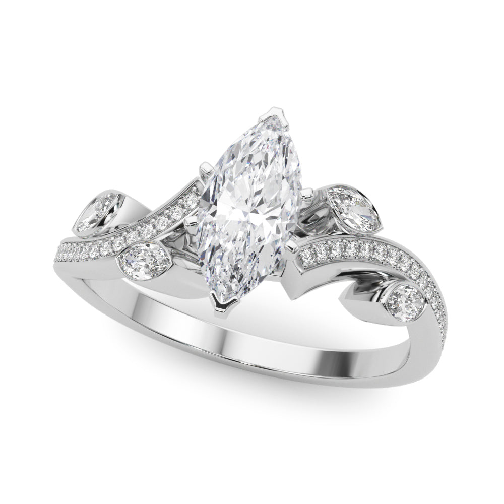 Refined Fashion Ring Round Diamond Engagement Ring in 10K/14K gold and platinum with certified lab-grown or natural diamonds