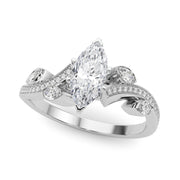 Refined Fashion Ring Round Diamond Engagement Ring in 10K/14K gold and platinum with certified lab-grown or natural diamonds