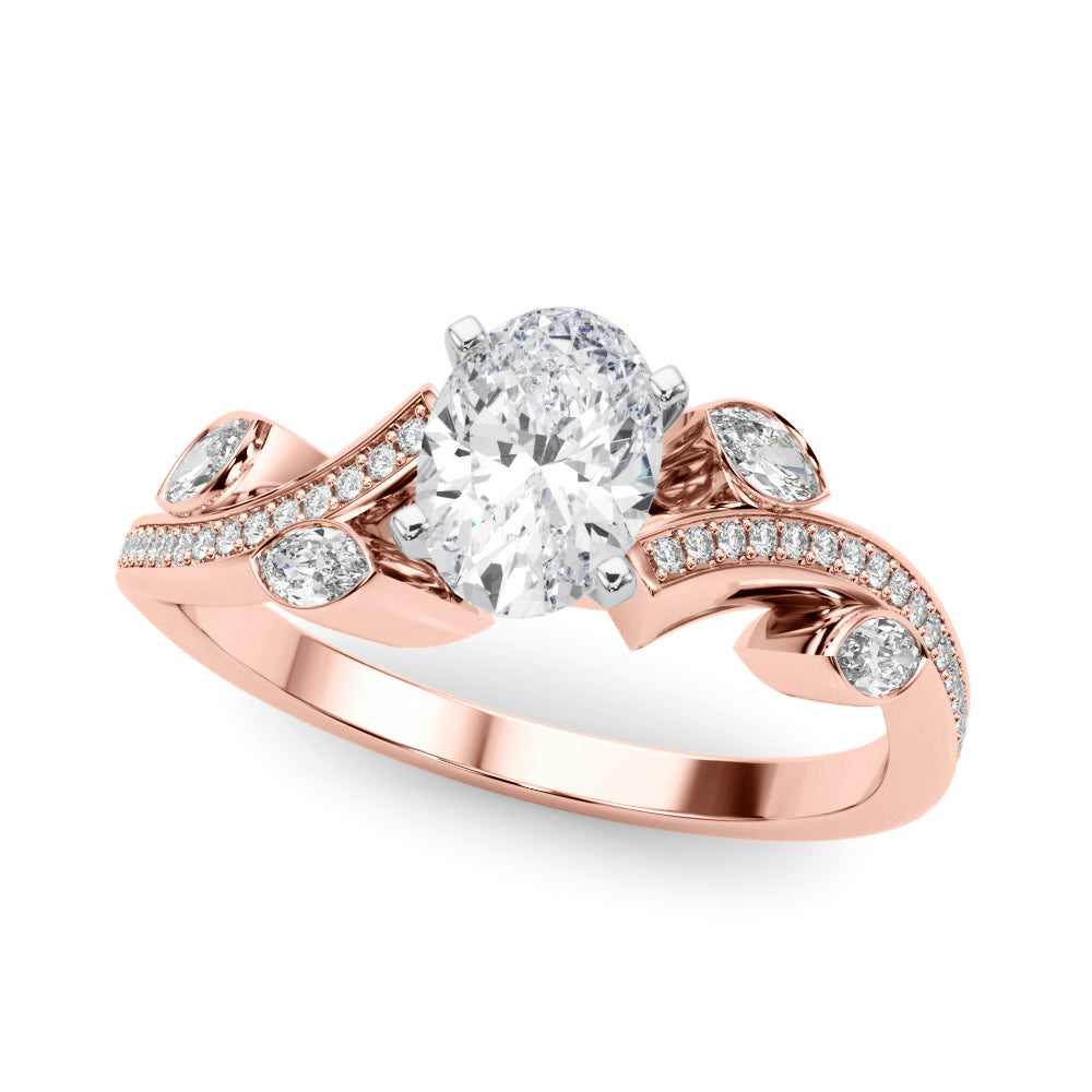 Refined Fashion Ring Round Diamond Engagement Ring in 10K/14K gold and platinum with certified lab-grown or natural diamonds