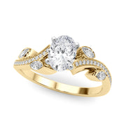 Refined Fashion Ring Round Diamond Engagement Ring in 10K/14K gold and platinum with certified lab-grown or natural diamonds