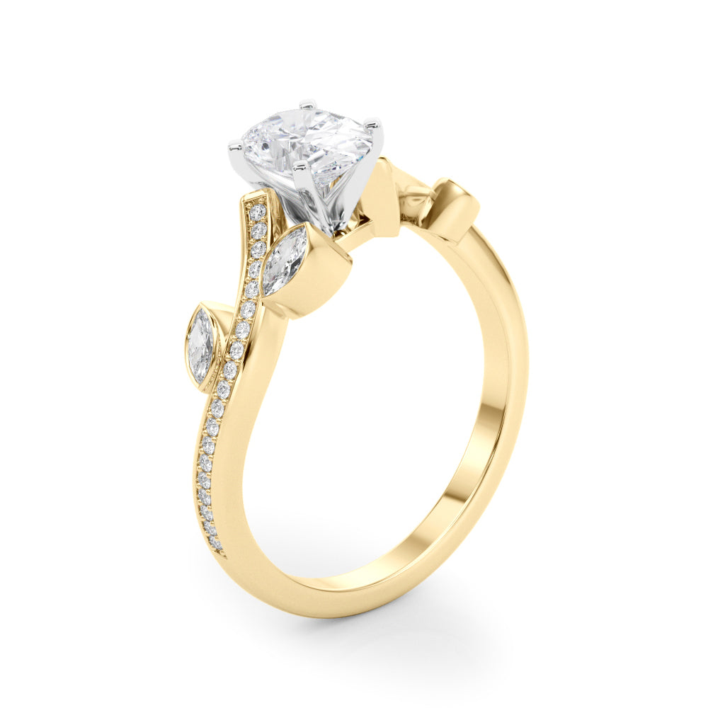 Refined Fashion Ring Round Diamond Engagement Ring in 10K/14K gold and platinum with certified lab-grown or natural diamonds