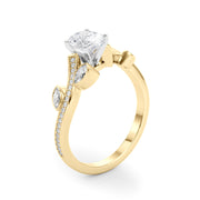 Refined Fashion Ring Round Diamond Engagement Ring in 10K/14K gold and platinum with certified lab-grown or natural diamonds