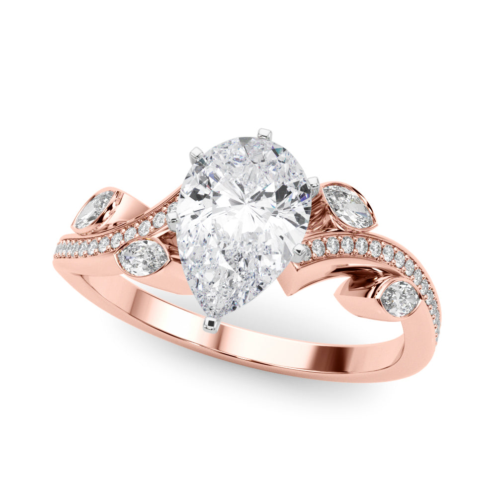 Refined Fashion Ring Round Diamond Engagement Ring in 10K/14K gold and platinum with certified lab-grown or natural diamonds