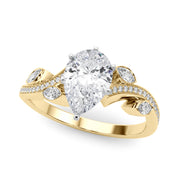 Refined Fashion Ring Round Diamond Engagement Ring in 10K/14K gold and platinum with certified lab-grown or natural diamonds