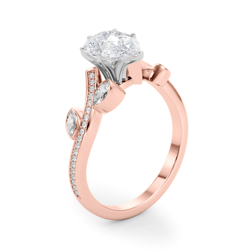 Refined Fashion Ring Round Diamond Engagement Ring in 10K/14K gold and platinum with certified lab-grown or natural diamonds