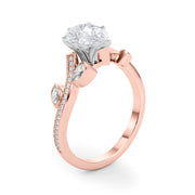 Refined Fashion Ring Round Diamond Engagement Ring in 10K/14K gold and platinum with certified lab-grown or natural diamonds