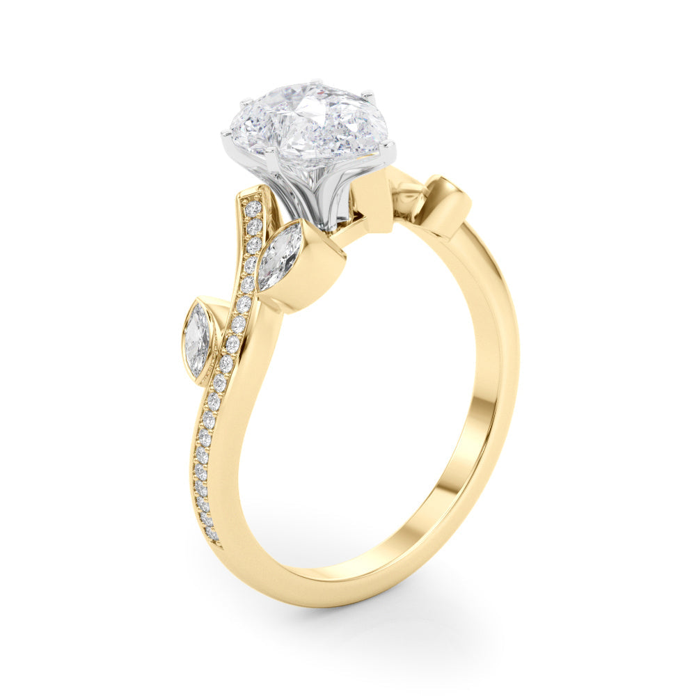 Refined Fashion Ring Round Diamond Engagement Ring in 10K/14K gold and platinum with certified lab-grown or natural diamonds