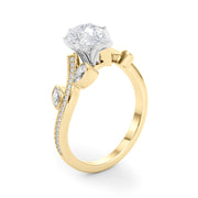 Refined Fashion Ring Round Diamond Engagement Ring in 10K/14K gold and platinum with certified lab-grown or natural diamonds