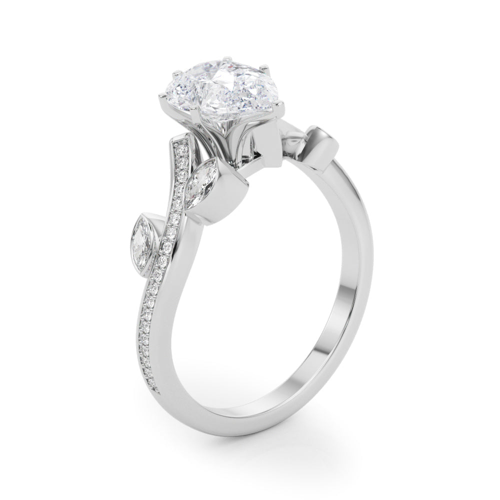 Refined Fashion Ring Round Diamond Engagement Ring in 10K/14K gold and platinum with certified lab-grown or natural diamonds