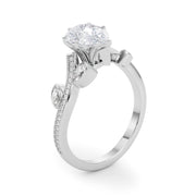 Refined Fashion Ring Round Diamond Engagement Ring in 10K/14K gold and platinum with certified lab-grown or natural diamonds