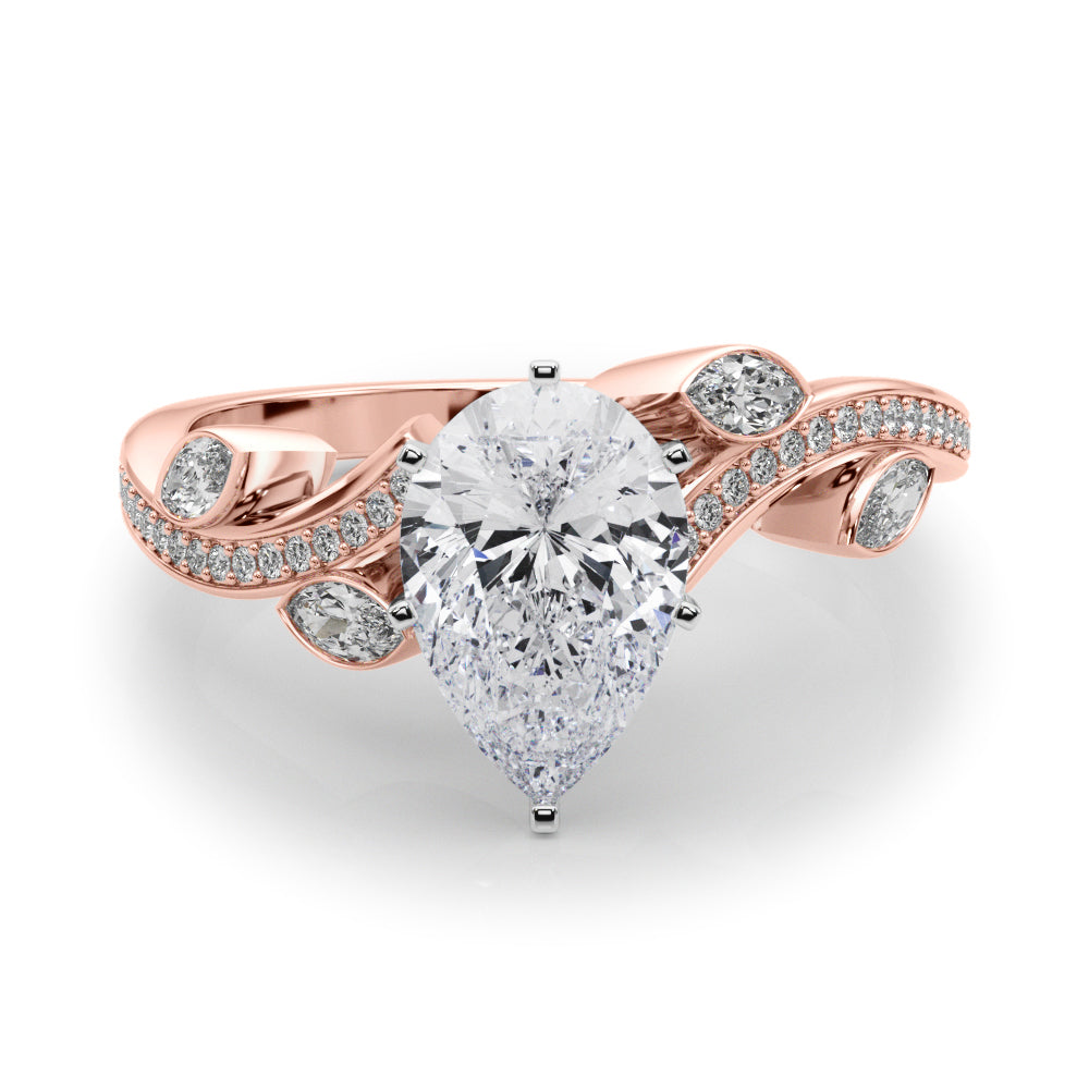Refined Fashion Ring Round Diamond Engagement Ring in 10K/14K gold and platinum with certified lab-grown or natural diamonds