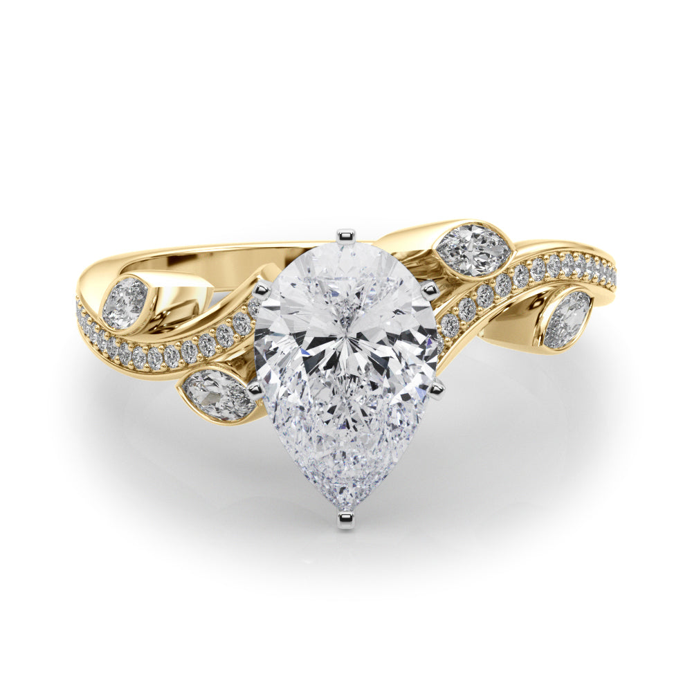 Refined Fashion Ring Round Diamond Engagement Ring in 10K/14K gold and platinum with certified lab-grown or natural diamonds