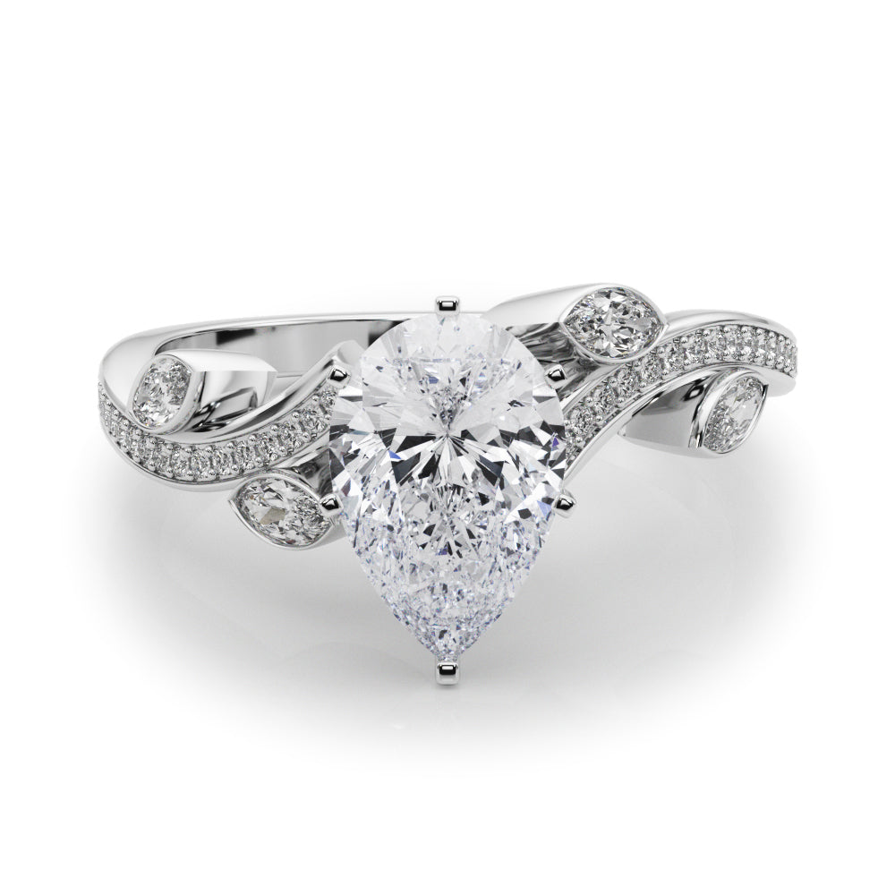 Refined Fashion Ring Round Diamond Engagement Ring in 10K/14K gold and platinum with certified lab-grown or natural diamonds