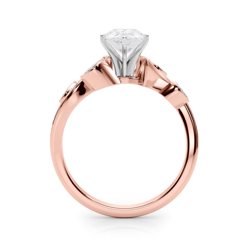 Refined Fashion Ring Round Diamond Engagement Ring in 10K/14K gold and platinum with certified lab-grown or natural diamonds