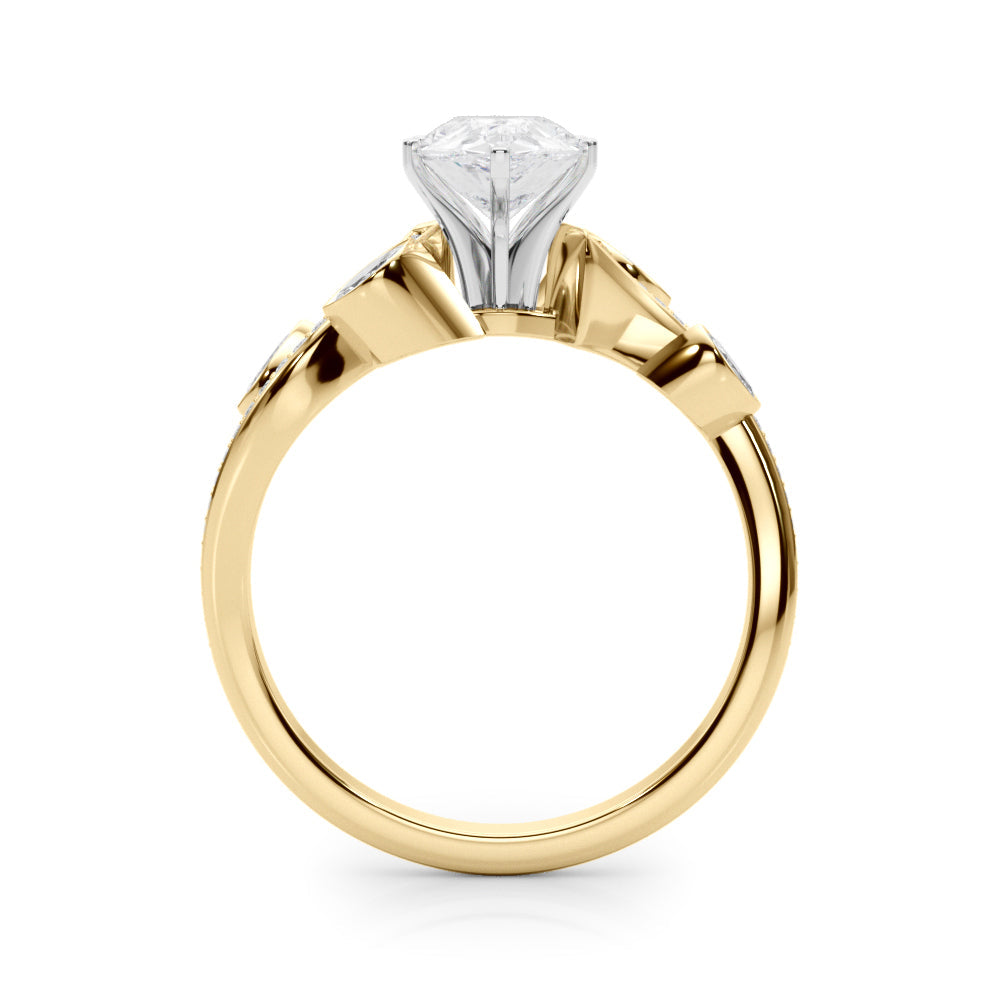 Refined Fashion Ring Round Diamond Engagement Ring in 10K/14K gold and platinum with certified lab-grown or natural diamonds