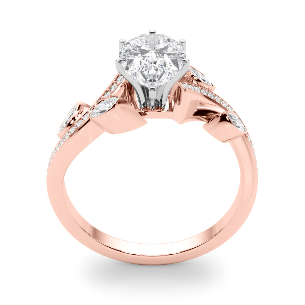 Refined Fashion Ring Round Diamond Engagement Ring in 10K/14K gold and platinum with certified lab-grown or natural diamonds