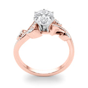 Refined Fashion Ring Round Diamond Engagement Ring in 10K/14K gold and platinum with certified lab-grown or natural diamonds