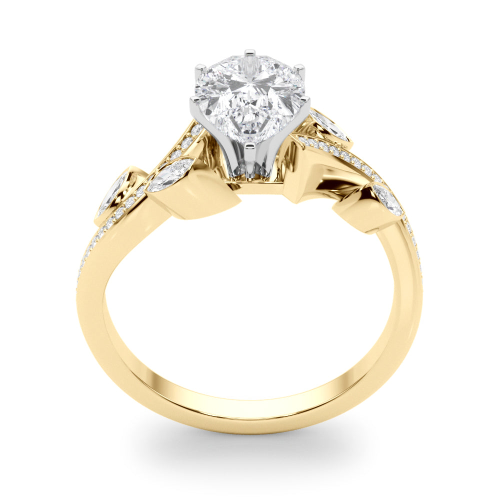 Refined Fashion Ring Round Diamond Engagement Ring in 10K/14K gold and platinum with certified lab-grown or natural diamonds